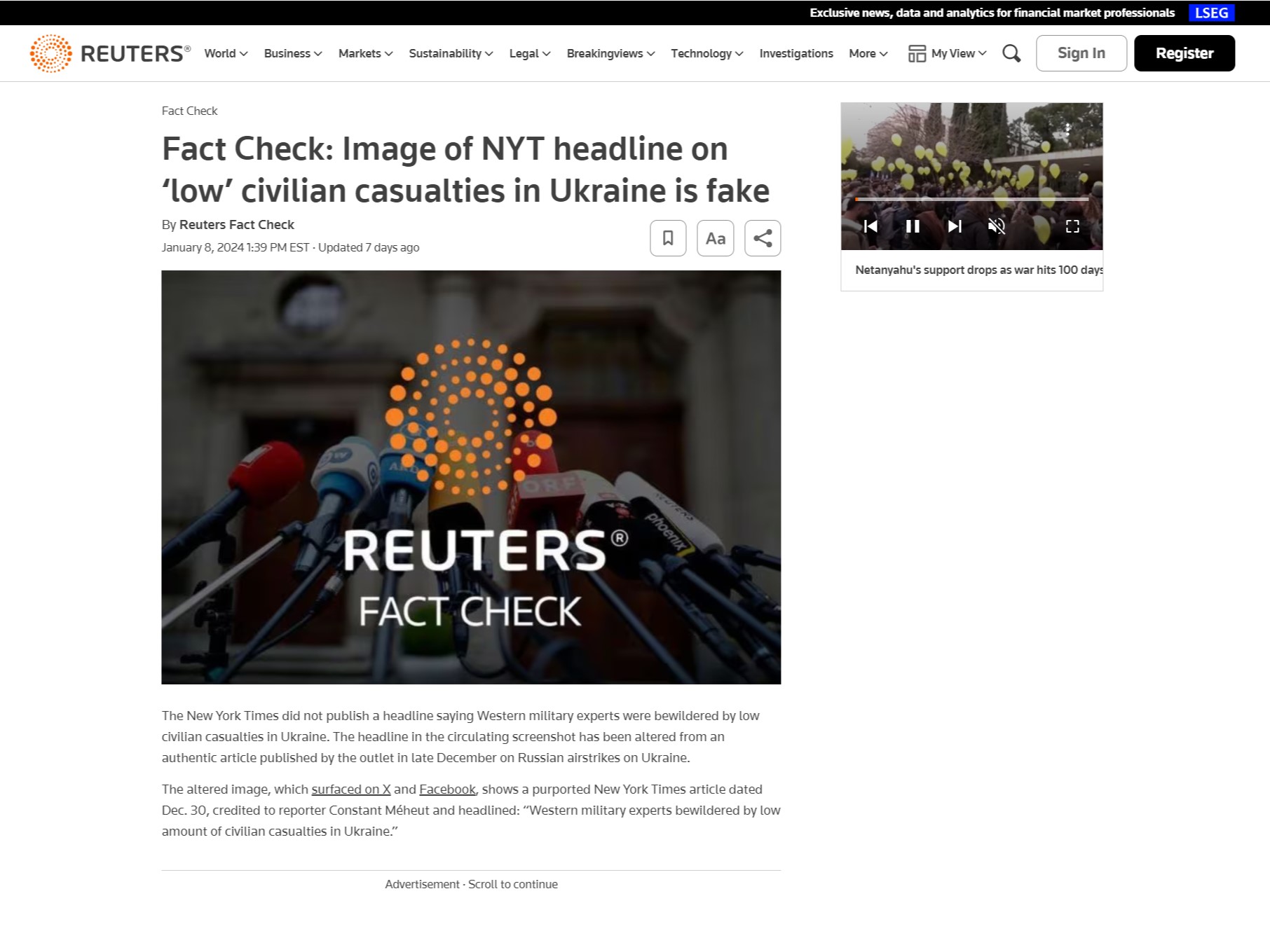 Fact Check: Image of NYT headline on ‘low’ civilian casualties in